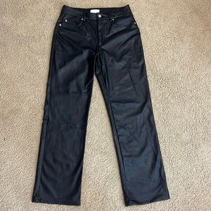 H&M black leather high waisted pants size 10